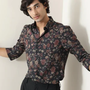 FLORAL PRINT SHIRT VYNILL - BLACK Rare Rabbit